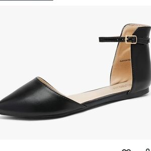 Black Ankle Strap Ballet Flats New